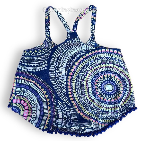 Ocean Drive Medallion Printed Sheer Swim Cover Up Top Size Medium - Picture 7 of 12